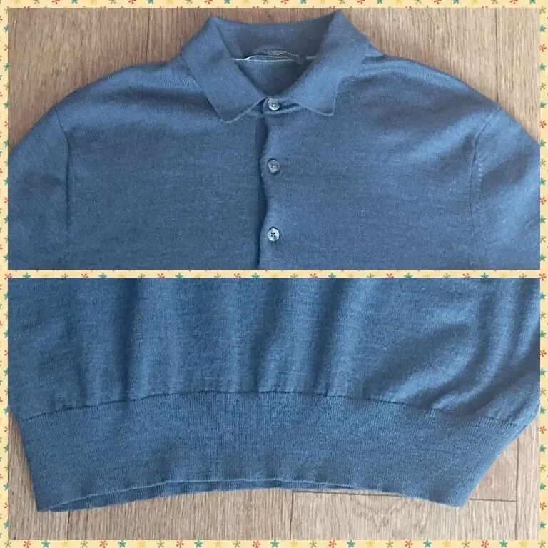 Charles Tyrwhitt Шерстяной свитер поло мужской на пуговицах под джинс 7