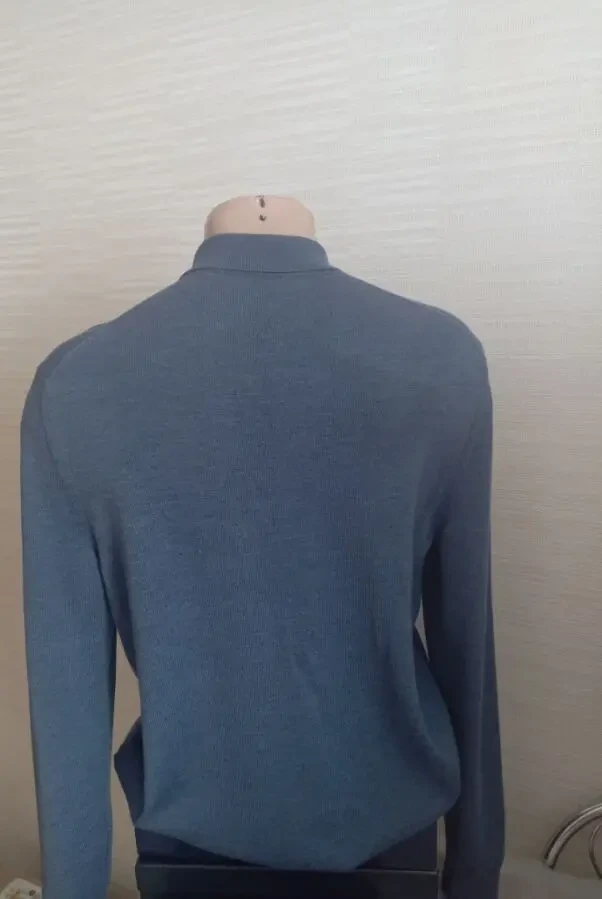 Charles Tyrwhitt Шерстяной свитер поло мужской на пуговицах под джинс 4