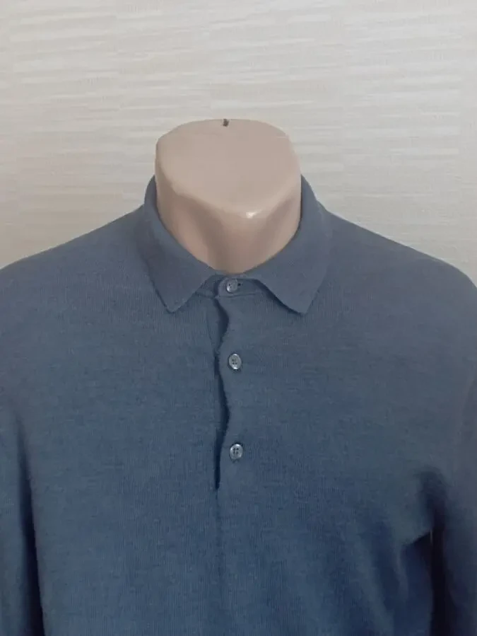 Charles Tyrwhitt Шерстяной свитер поло мужской на пуговицах под джинс 3