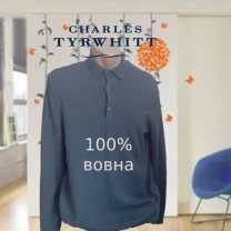 Charles Tyrwhitt Шерстяной свитер поло мужской на пуговицах под джинс