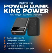 Повербанк KingPower магнітний (MagSafe) бездротова 15 Вт, чорний