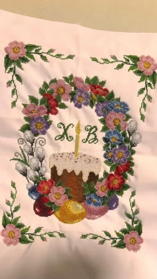 Вишитий бісером Великодній рушник 2