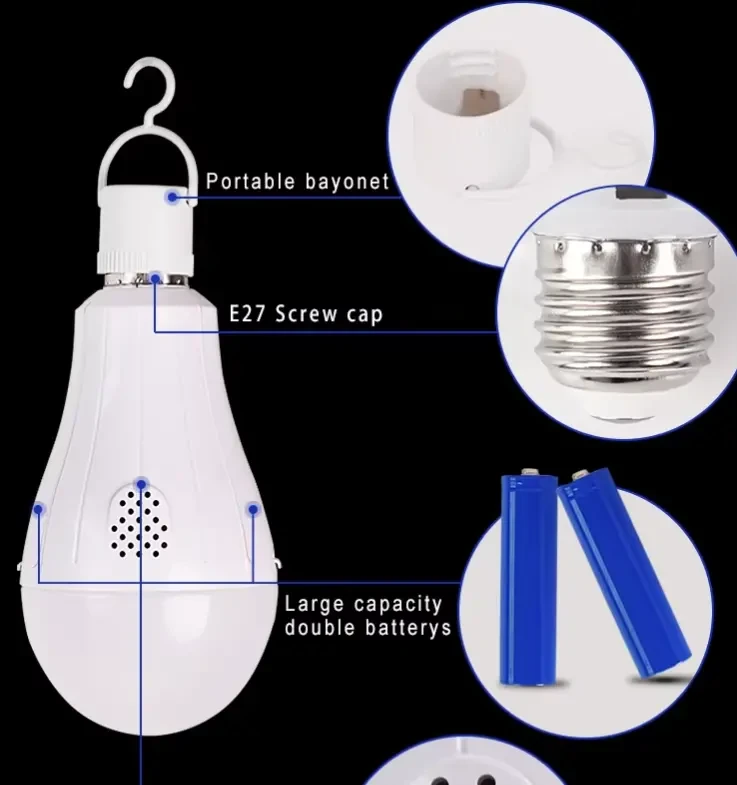 Енергозберігаюча лампа 20w з 2 змінними акумуляторами та зарядкою 2