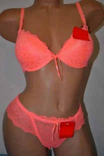 Комплект спідньої білизни, кораловий