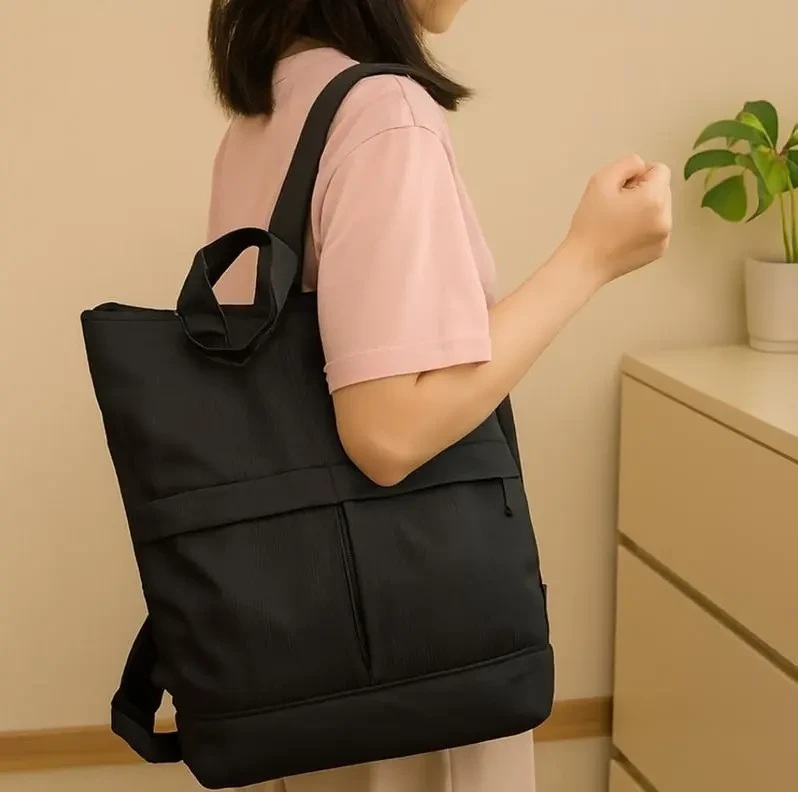 Рюкзак чорний міський 26л з ручками і кишенями, шопер 2