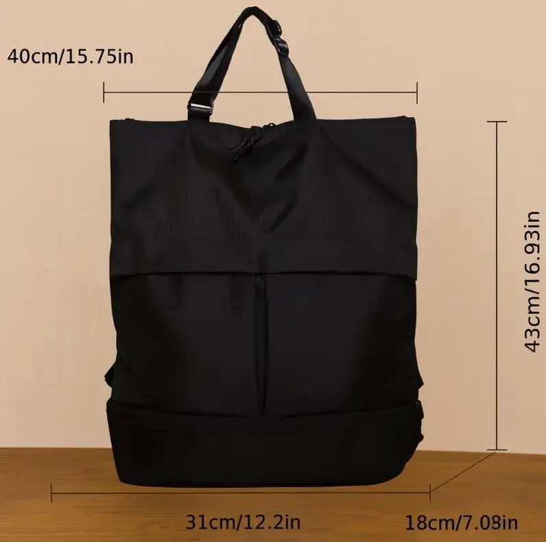 Рюкзак чорний міський 26л з ручками і кишенями, шопер 4