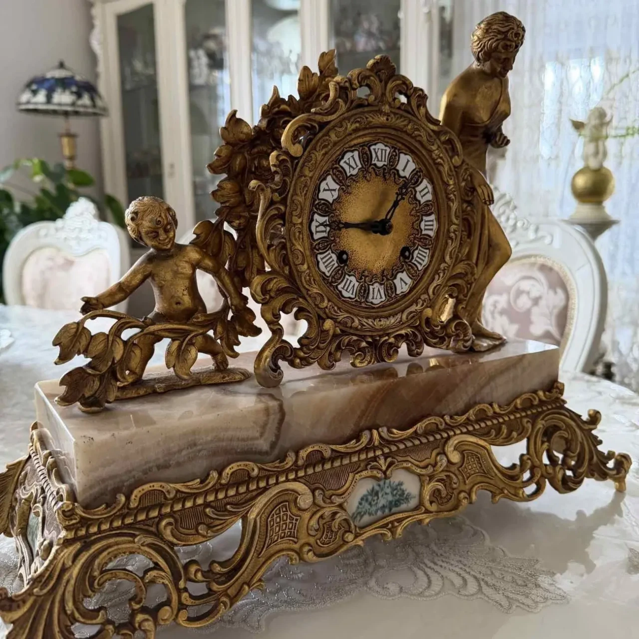 Годинник камінний з Європи бронза онікс