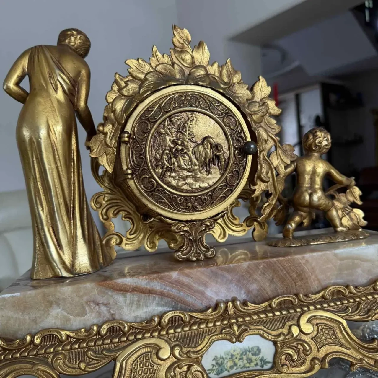 Годинник камінний з Європи бронза онікс 4