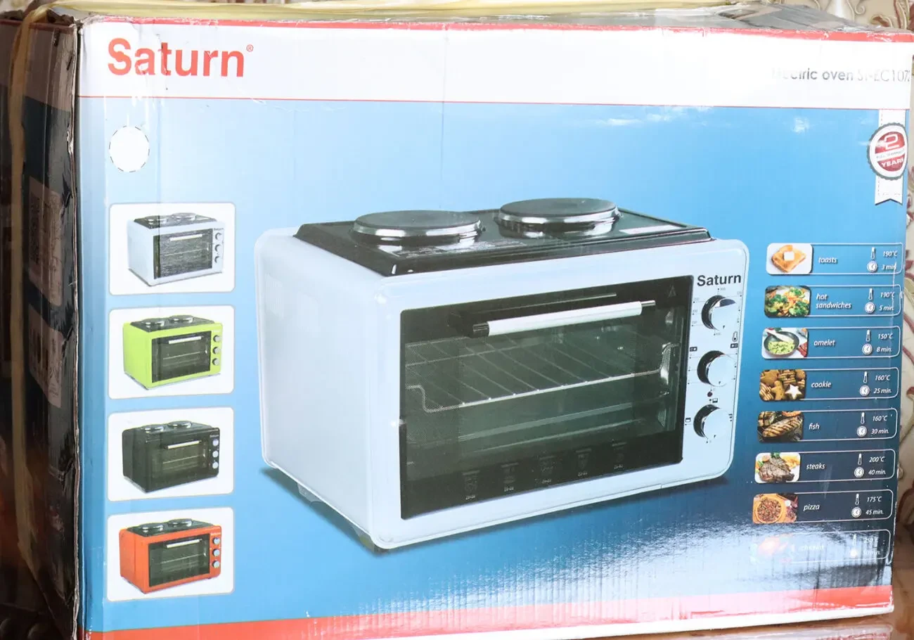 2 в 1 Велика електрична піч духовка 36 л з плитою Saturn STEC1072 чорн 3