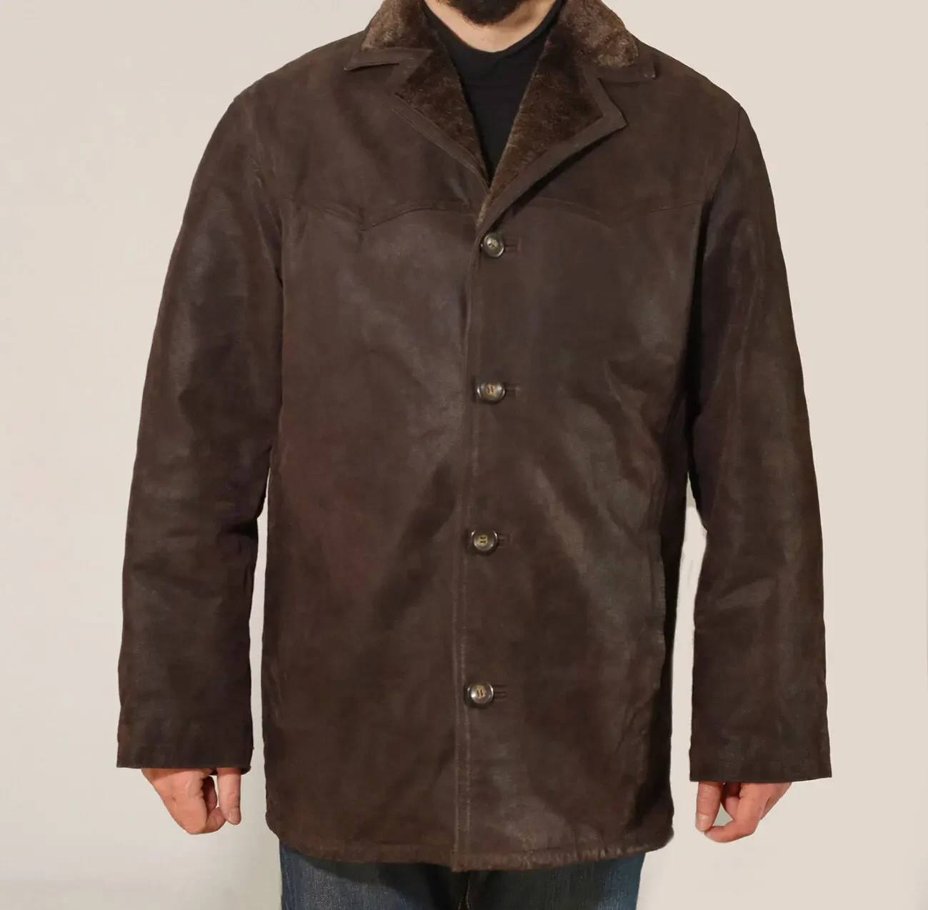 Чоловіча зимова куртка із натуральної шкіри з утепленням