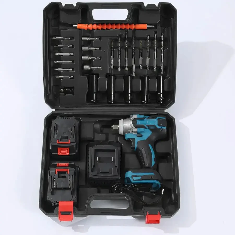 Ударний гайковерт на акумуляторі з додатковими насадками 25 штук 2