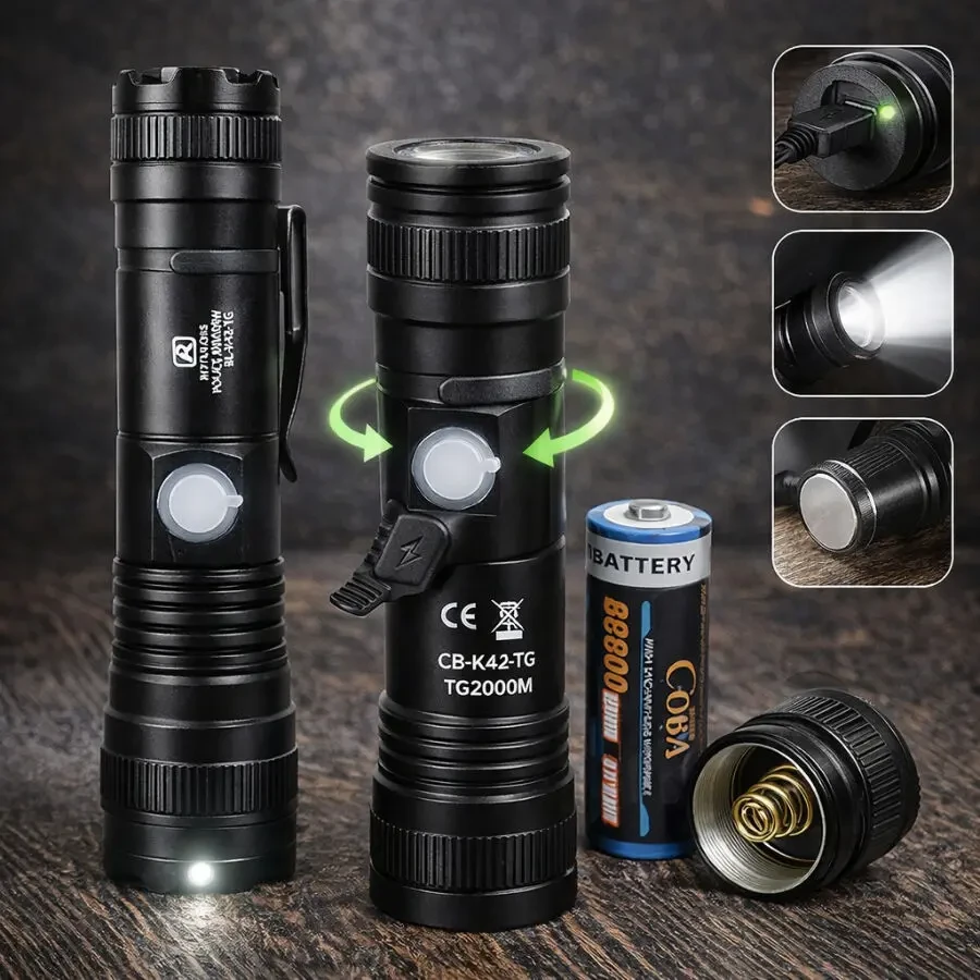 Ліхтарик потужний акумуляторний COBA CB-K42-TG TG2000M 3