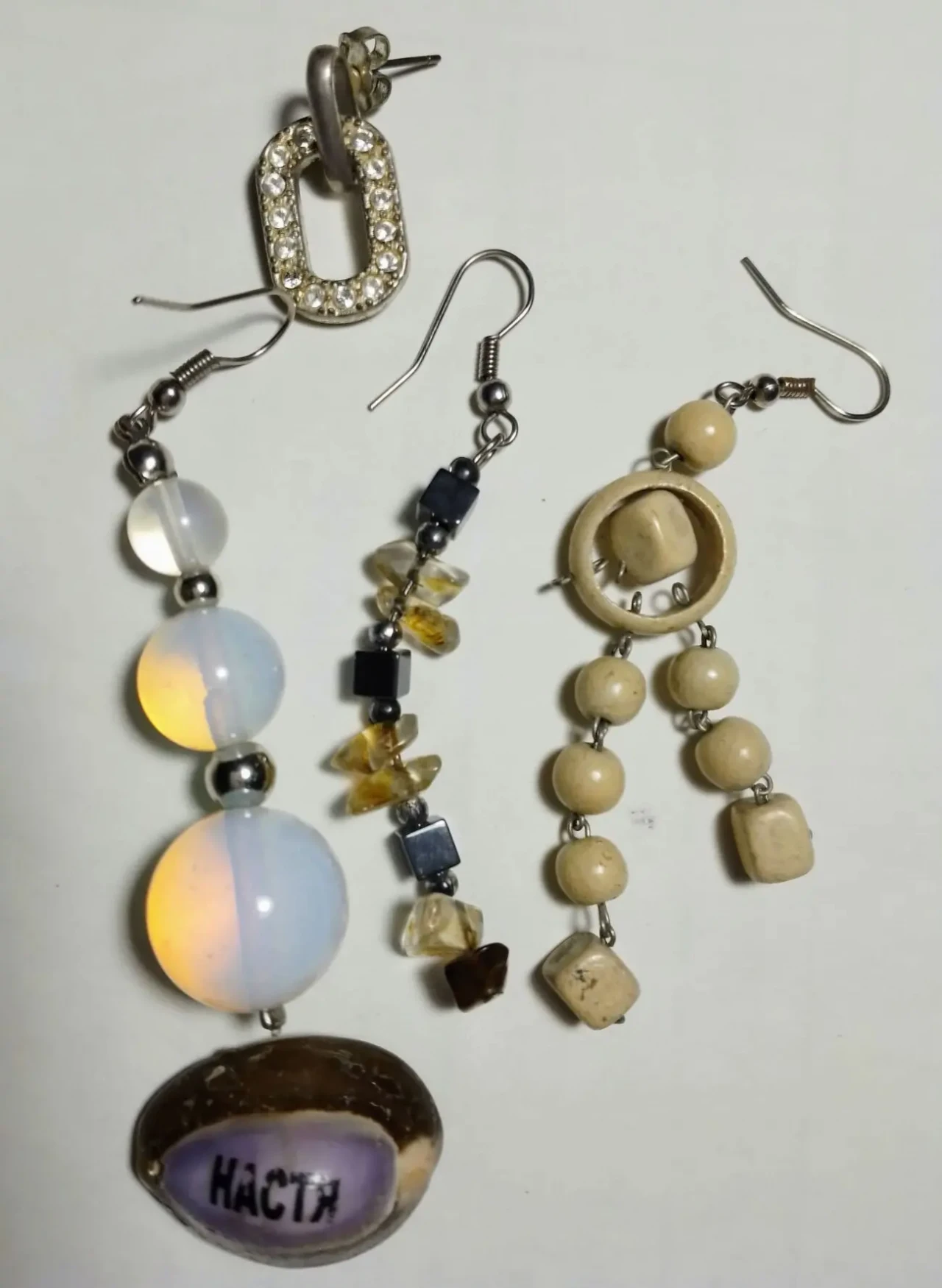 Подвеска каури ракушка и серьги металл, камень, бусины бижутерия на хм