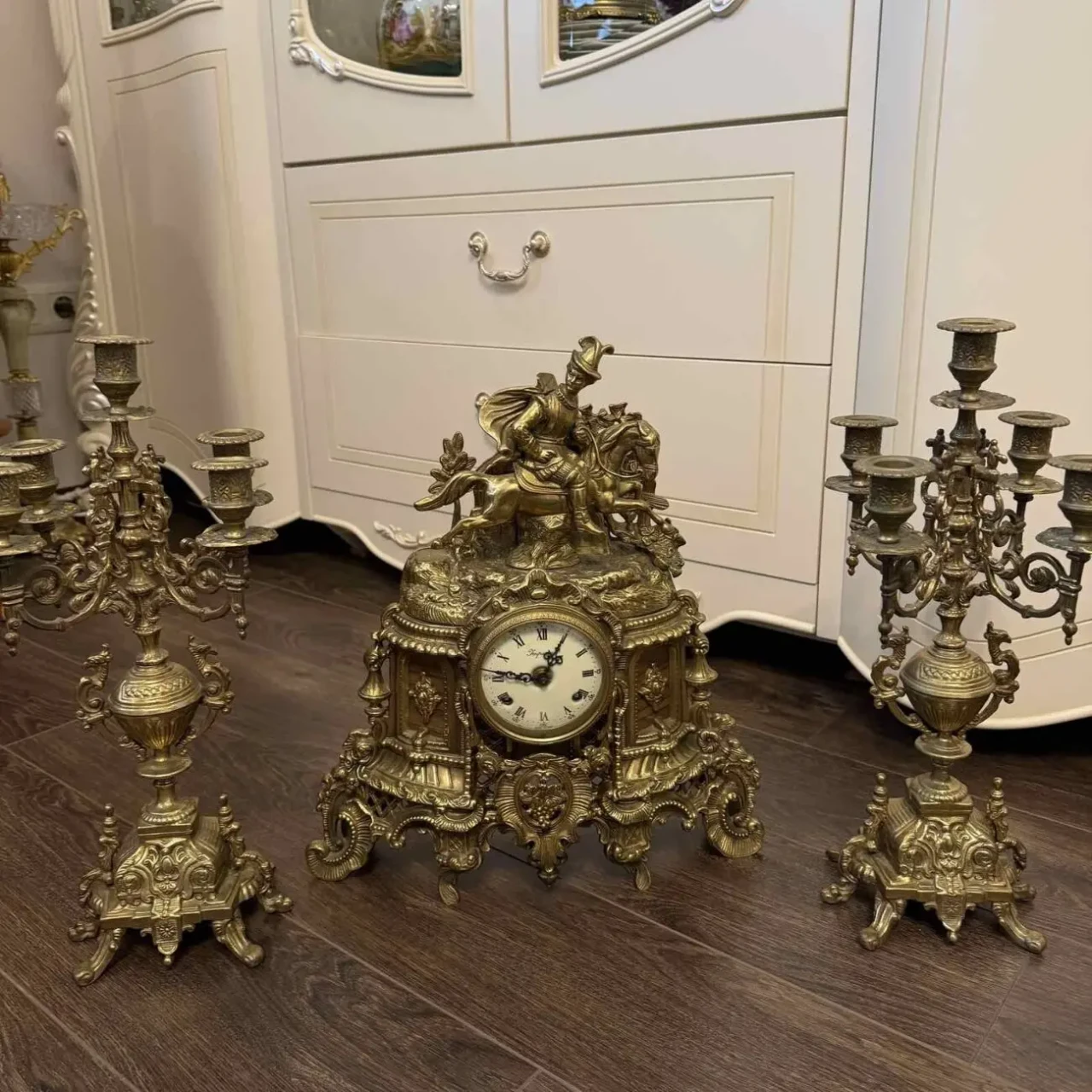 Камінний годинник з канделябрами антикваріат з Європи 2