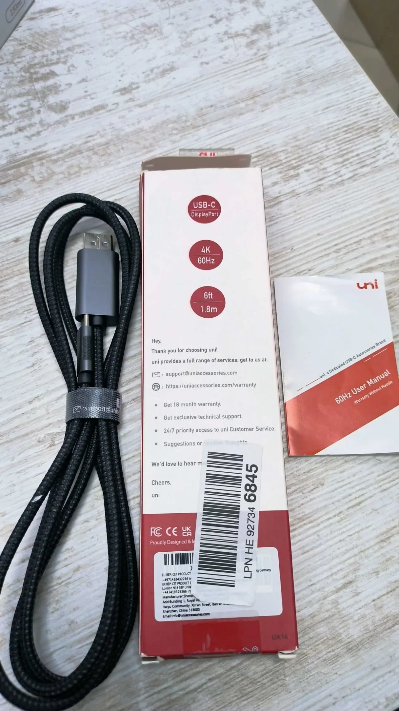 Кабель Uni USB-C на DisplayPort (DP) длиной 1 2
