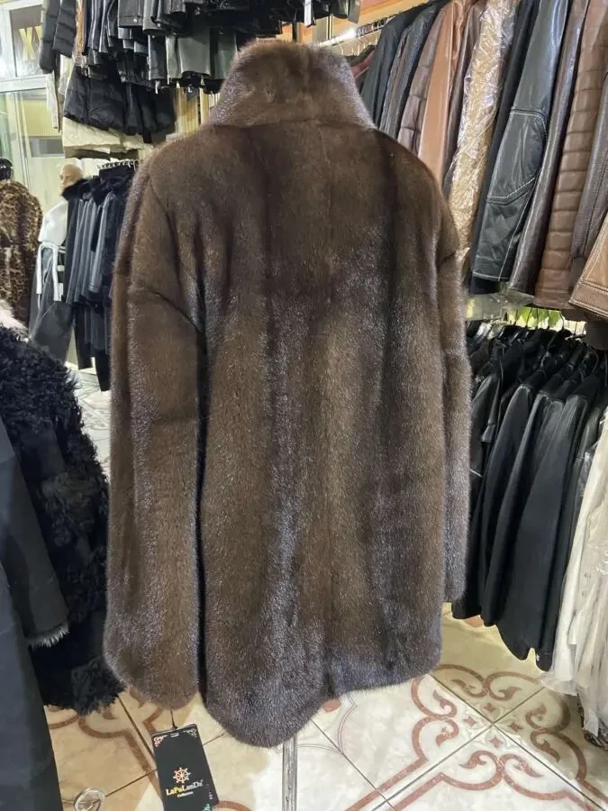 Норкова шуба горіх,пояс хутро 3