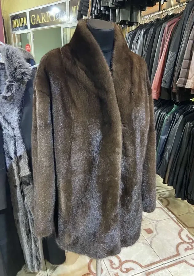 Норкова шуба горіх,пояс хутро 2