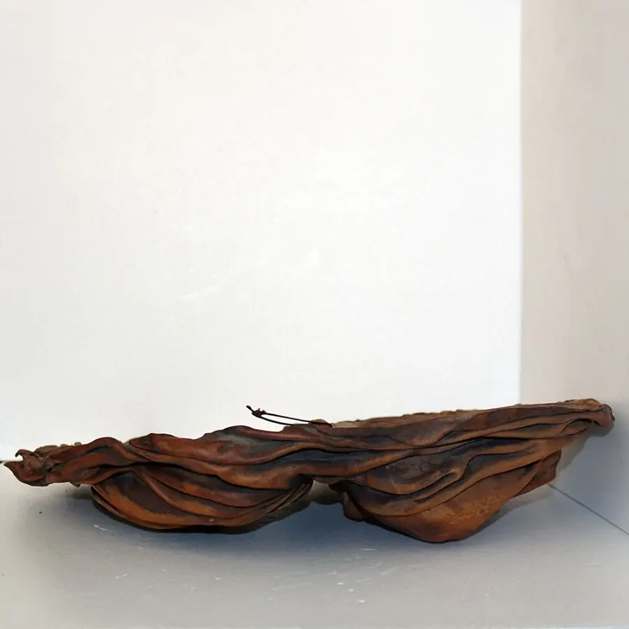 Винтажное кожаное панно Италия декоративная настенная маска барельеф 6