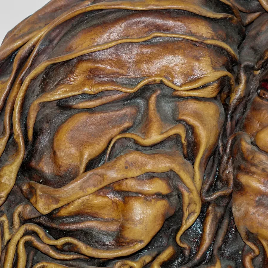 Винтажное кожаное панно Италия декоративная настенная маска барельеф 2