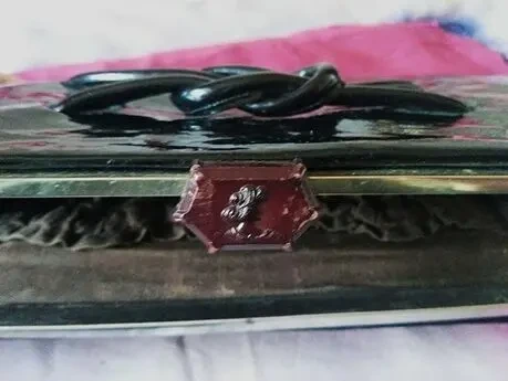 Сумка клатч лаковая черного цвета, старинная раритет 60-70 гг 5