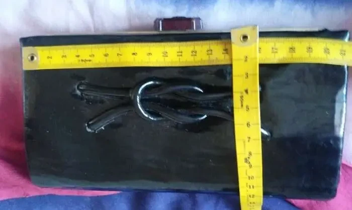 Сумка клатч лаковая черного цвета, старинная раритет 60-70 гг 4