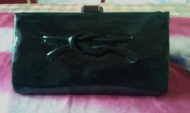 Сумка клатч лаковая черного цвета, старинная раритет 60-70 гг