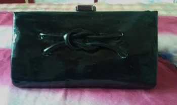 Сумка клатч лаковая черного цвета, старинная раритет 60-70 гг