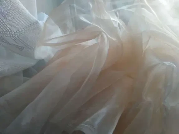 Гардина штора ткань новая капрон прозрачный телесно-розовый 2