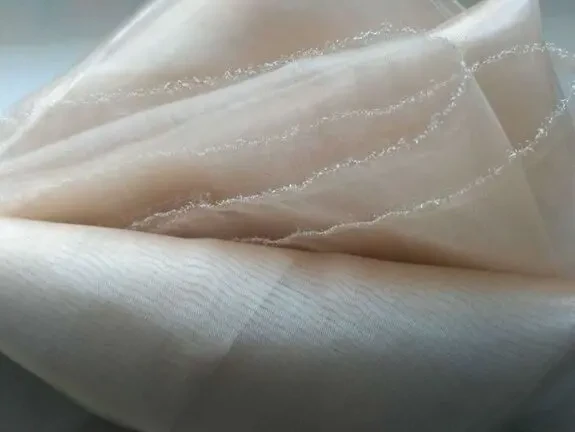 Гардина штора ткань новая капрон прозрачный телесно-розовый 4