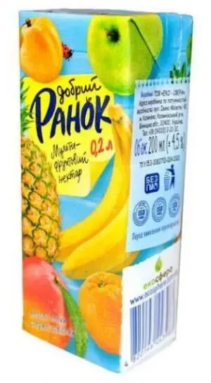 Соки та нектари Ранок / Добрий Ранок 0,2л 2