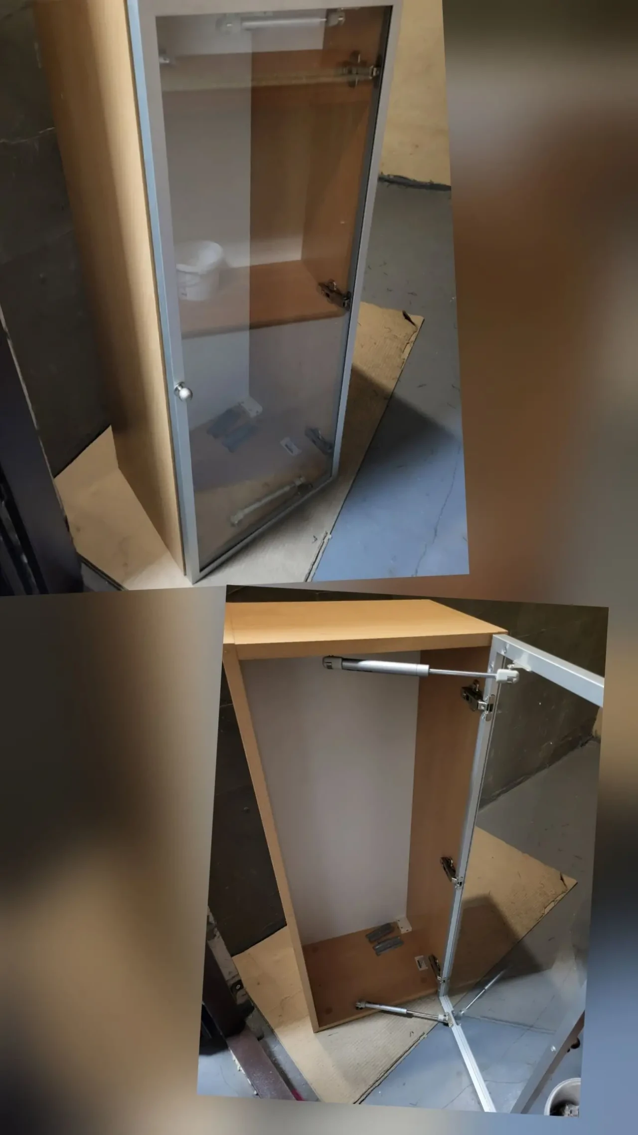 Етажерка, стеллаж,шафа зі скляними дверями в рамі 2