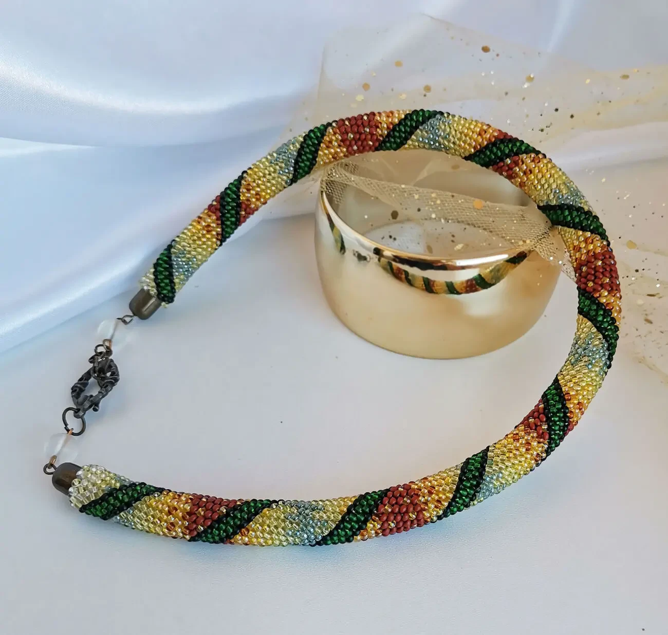 Прикраса із бісеру кольє-джгут Чарівний ліс 6