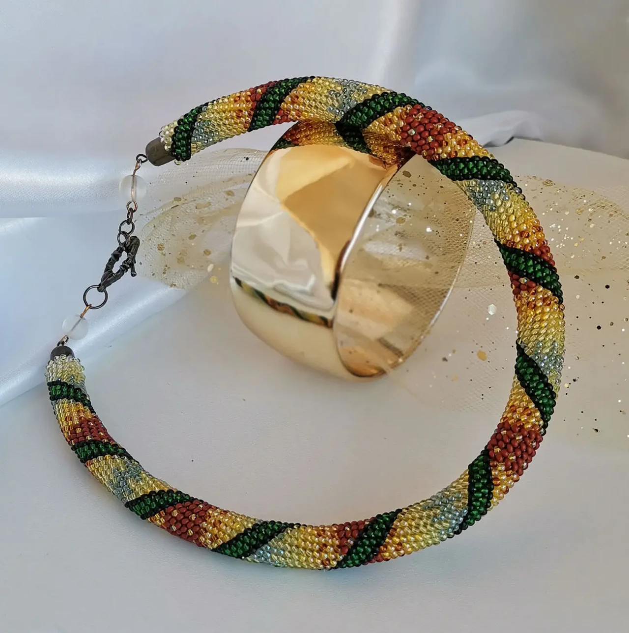 Прикраса із бісеру кольє-джгут Чарівний ліс 10