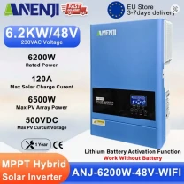 Гібридний сонячний інвертор ANENJI 6.2 kW 48V 230V MPPT 120A Grid