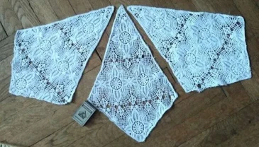 Для кукольных нарядовТкань Кружевной гипюр белый цвет хлопок 3 куска