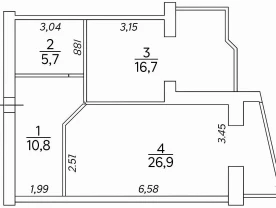 1-кімн. квартира з індивідуальним опаленням у ЖК Симфонія