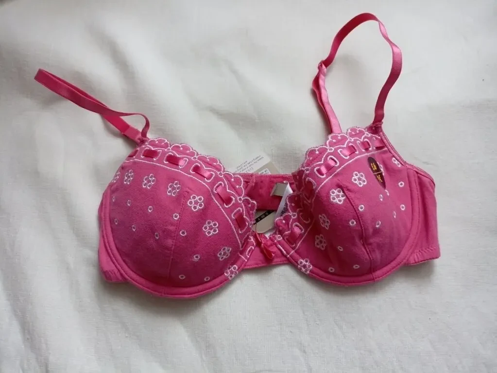 New Look Eur 75A Бюстгальтер хлопковый косточка поролон розово белый 6