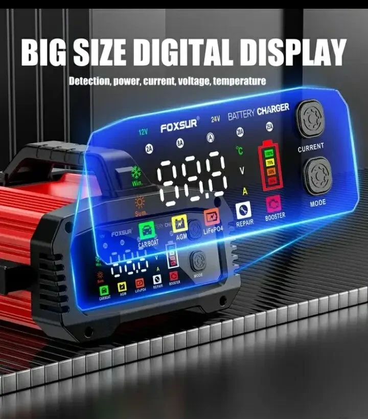 FOXSUR 12V/25A. 24V/15A Мощное, добротное, быстрое зарядное устройство 10