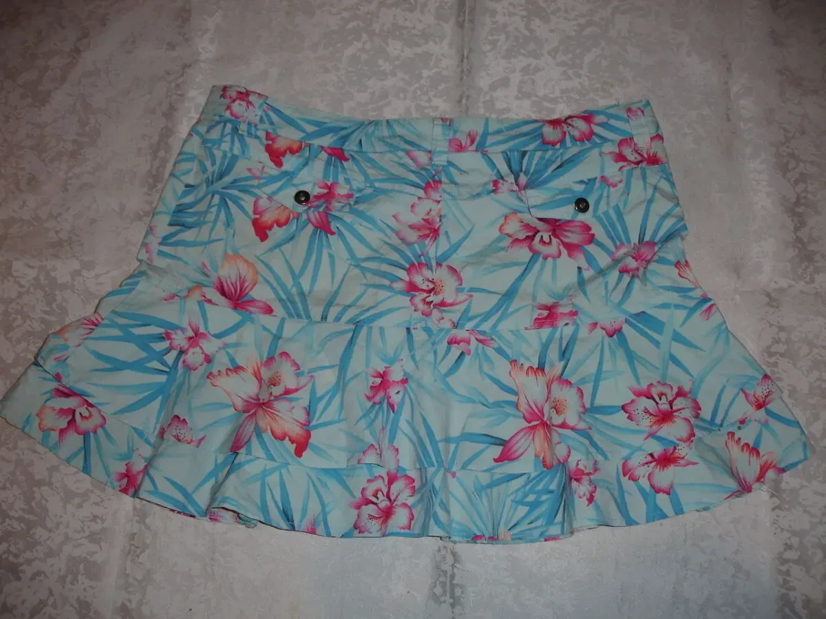 Юбка/СПІДНИЦЯ 12-ка бренду PAPAYA. Натуральна. БЛАКИТНА в квіти. 7