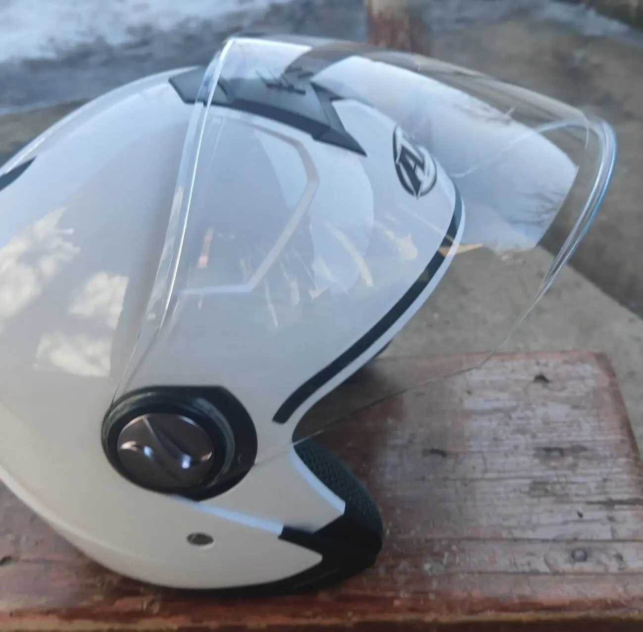 Мотошолом відкритий плюс окуляри ( AK HELMETS ) AK-720 Білий 4