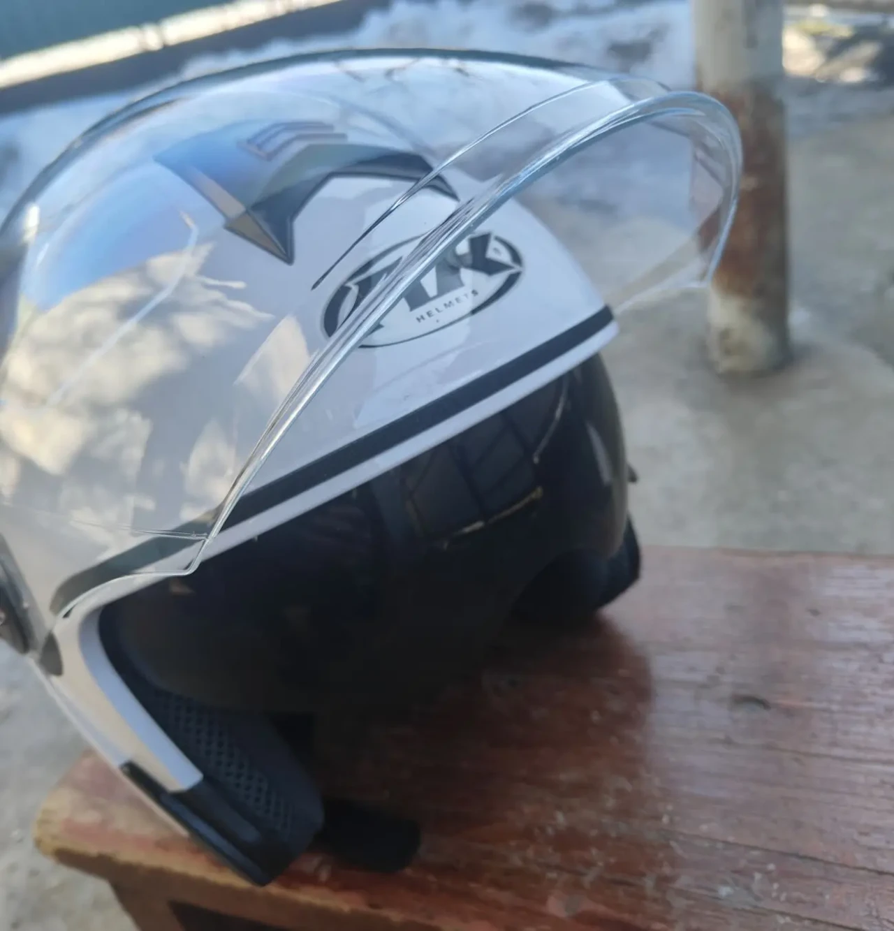 Мотошолом відкритий плюс окуляри ( AK HELMETS ) AK-720 Білий 3