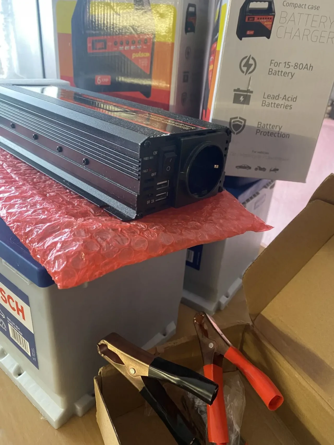 Комплект Bosh 60Ah Інвертор 550w зарядка Pulso Для світла та роботи 2