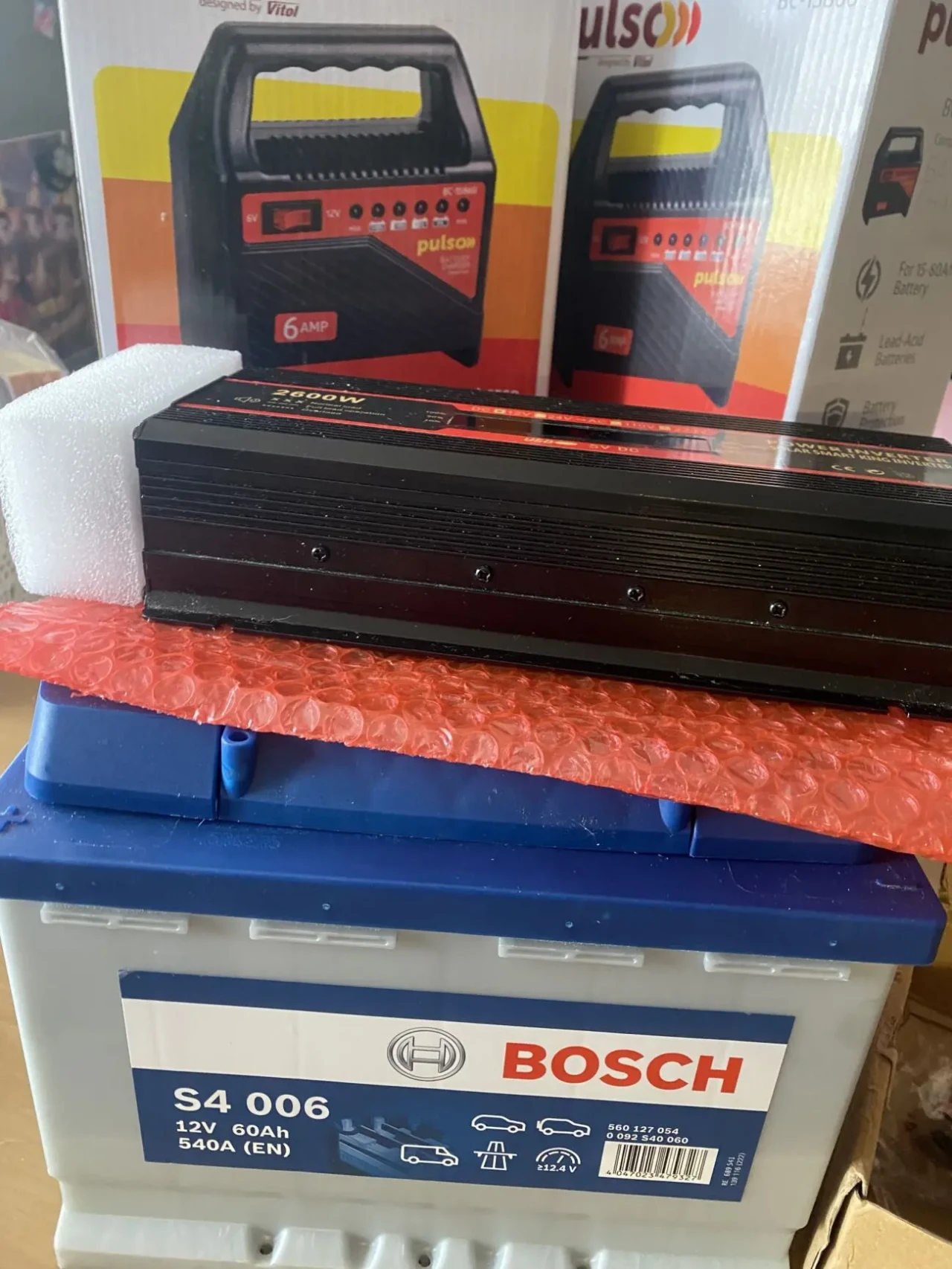 Комплект Bosh 60Ah Інвертор 550w зарядка Pulso Для світла та роботи 5