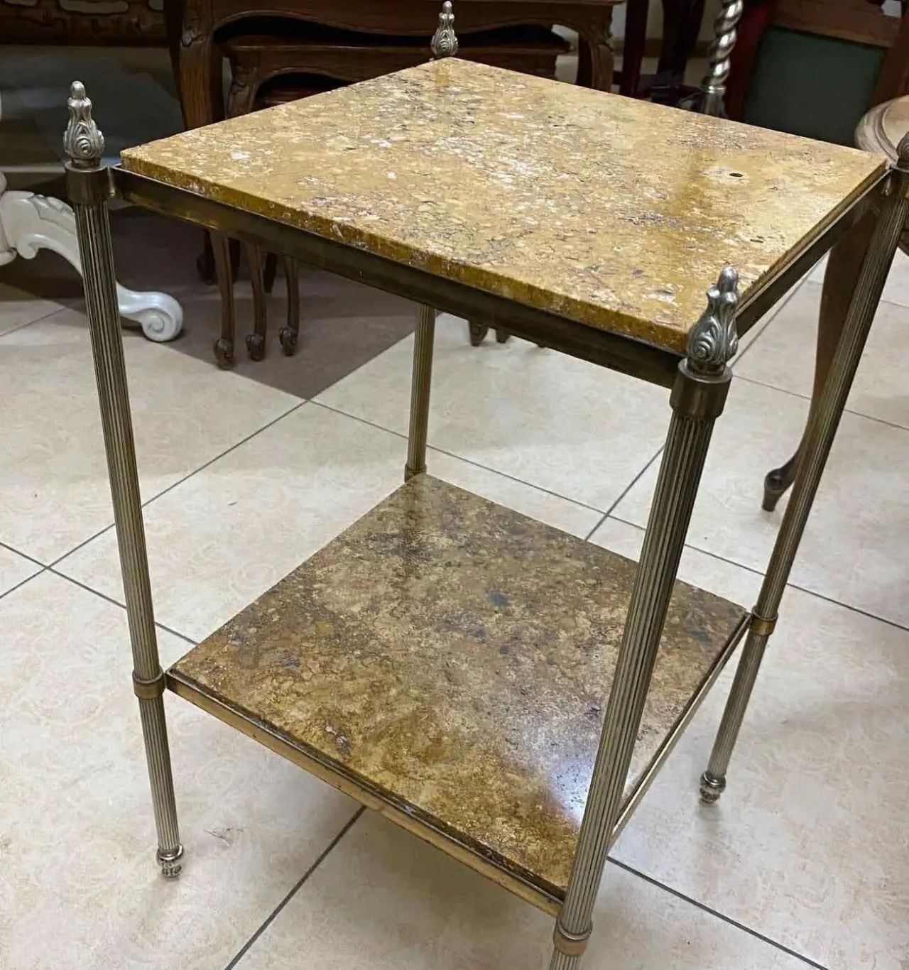 Вінтажна підставка бронза мармур 2