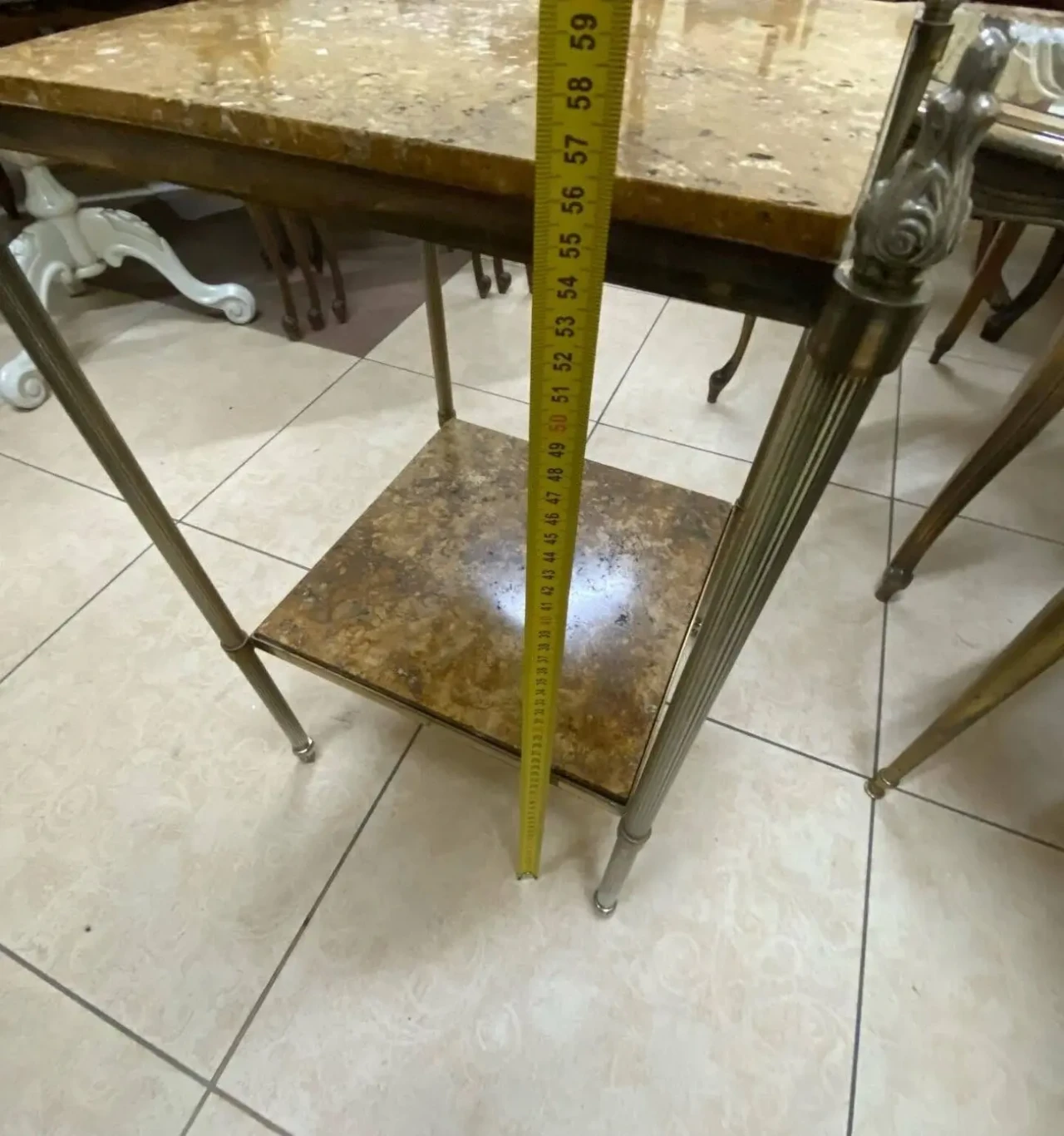 Вінтажна підставка бронза мармур 3