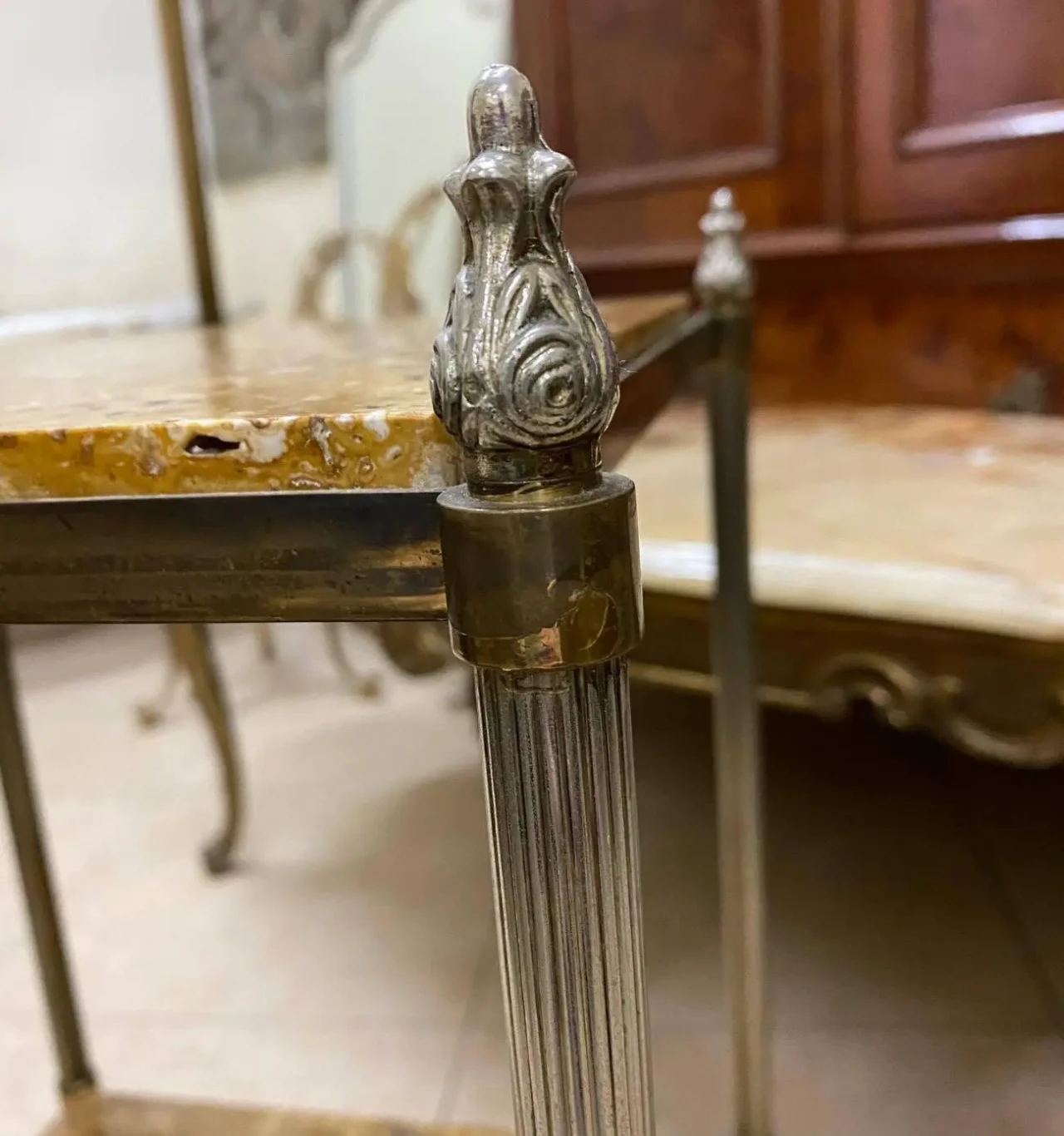 Вінтажна підставка бронза мармур 4