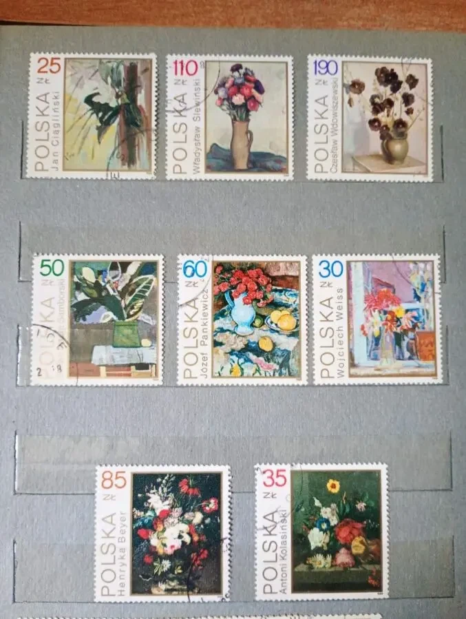Марки цветочный натюрморт, Польша 1989 год.