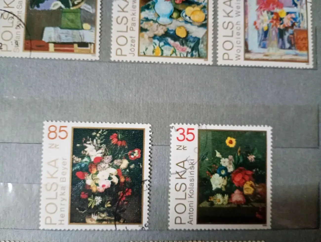 Марки цветочный натюрморт, Польша 1989 год. 4