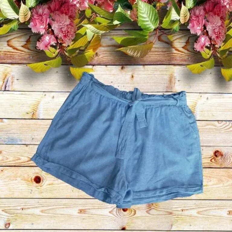 Papaya Льняные женские шорты голубой меланж 16 2