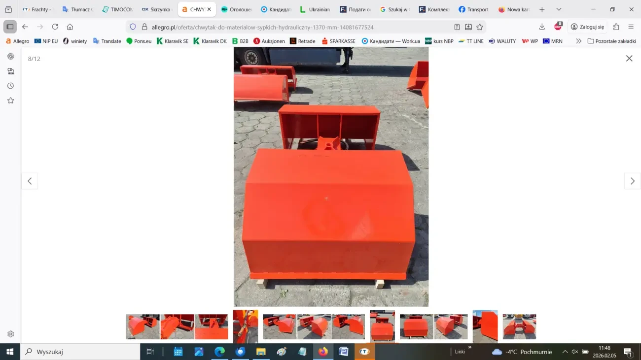 Гідравлічний захват для сипучих матеріалів 1370 мм 8